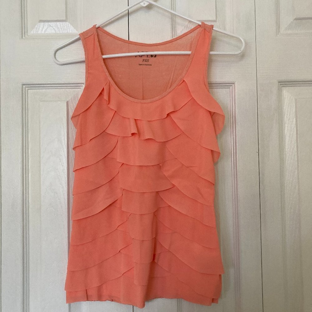 Coral Ruffle Tiered Tank Petite Extra Small